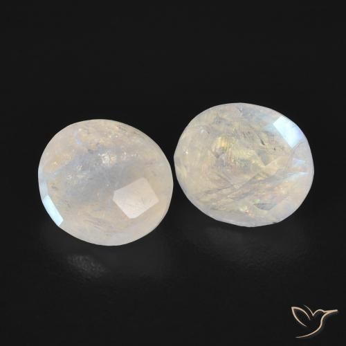 2.37 ct natürliche Bläulich-weiß Regenbogenmondstein-Edelsteine, Oval, Lichtdurchlässig