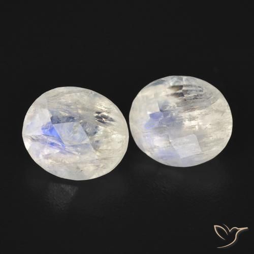 2.45 ct natürliche Bläulich-weiß Regenbogenmondstein-Edelsteine, Oval, Transparent