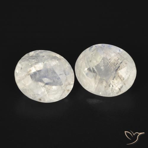 2.18 ct natürliche Bläulich-weiß Regenbogenmondstein-Edelsteine, Oval, Transparent