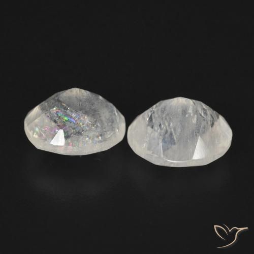2.18 ct natürliche Bläulich-weiß Regenbogenmondstein-Edelsteine, Oval, Transparent