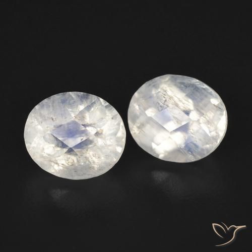 2.41 ct natürliche Bläulich-weiß Regenbogenmondstein-Edelsteine, Oval, Transparent