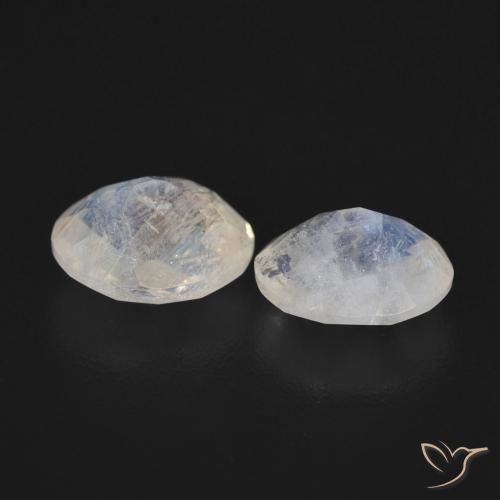 1.91 ct natürliche Bläulich-weiß Regenbogenmondstein-Edelsteine, Oval, Transparent
