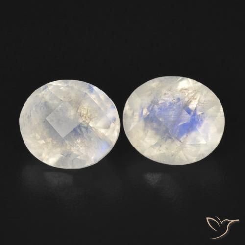 2.44 ct natürliche Bläulich-weiß Regenbogenmondstein-Edelsteine, Oval, Transparent