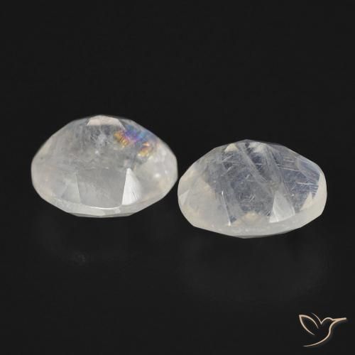 2.44 ct natürliche Bläulich-weiß Regenbogenmondstein-Edelsteine, Oval, Transparent