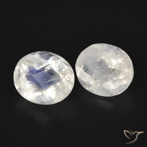 2.22 ct natürliche Bläulich-weiß Regenbogenmondstein-Edelsteine, Oval, Transparent