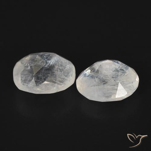 2.22 ct natürliche Bläulich-weiß Regenbogenmondstein-Edelsteine, Oval, Transparent