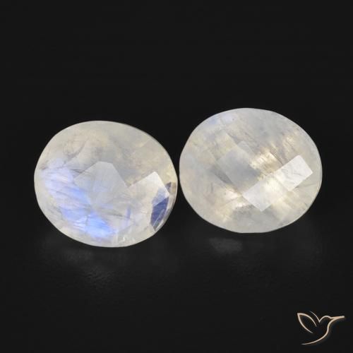 2.27 ct natürliche Bläulich-weiß Regenbogenmondstein-Edelsteine, Oval, Transparent