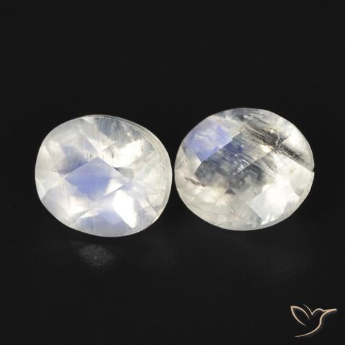 2.20 ct natürliche Bläulich-weiß Regenbogenmondstein-Edelsteine, Oval, Transparent