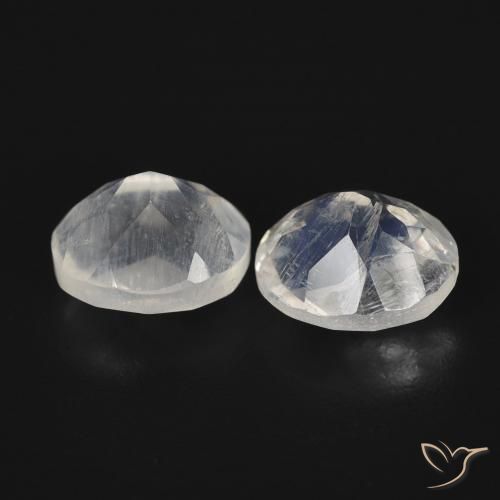 2.20 ct natürliche Bläulich-weiß Regenbogenmondstein-Edelsteine, Oval, Transparent