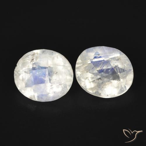 2.07 ct natürliche Bläulich-weiß Regenbogenmondstein-Edelsteine, Oval, Transparent