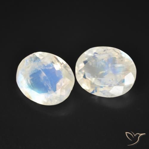 5.65 ct natürliche Bläulich-weiß Regenbogenmondstein-Edelsteine, Oval, Transparent