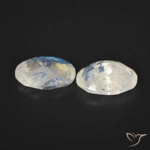 5.65 ct natürliche Bläulich-weiß Regenbogenmondstein-Edelsteine, Oval, Transparent