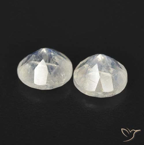 1.03 ct natürliche Bläulich-weiß Regenbogenmondstein-Edelsteine, Runden, Transparent