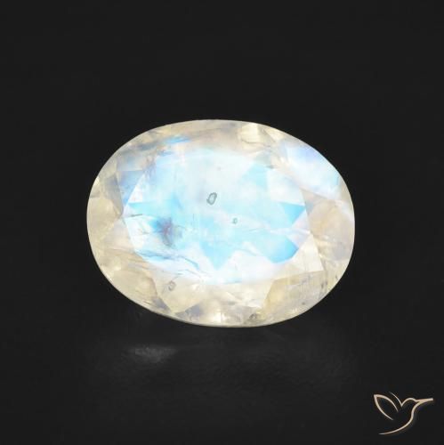 1.71ct Natürlicher Bläulich-weiß Regenbogenmondstein, Oval, Transparent