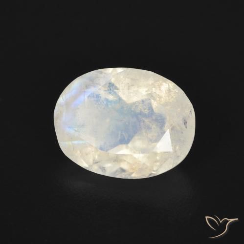 9,17 ctw natürlicher Bläulich-weiß Regenbogenmondstein, Oval, Transparent