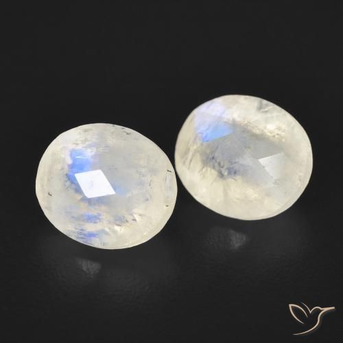 2.56 ct natürliche Bläulich-weiß Regenbogenmondstein-Edelsteine, Oval, Transparent