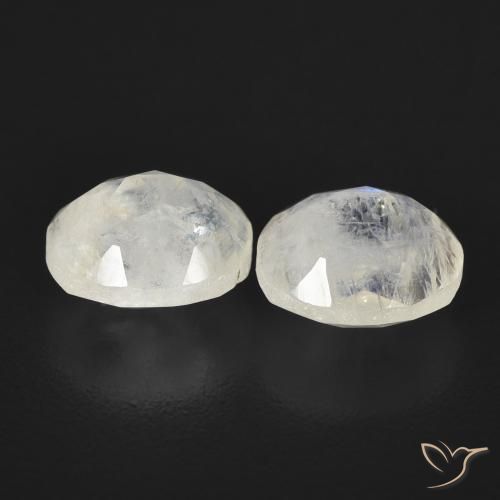 2.56 ct natürliche Bläulich-weiß Regenbogenmondstein-Edelsteine, Oval, Transparent
