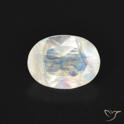 1.14ct Natürlicher Bläulich-weiß Regenbogenmondstein, Oval, Transparent
