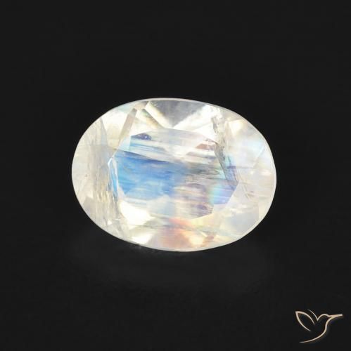 9,17 ctw natürlicher Bläulich-weiß Regenbogenmondstein, Oval, Transparent