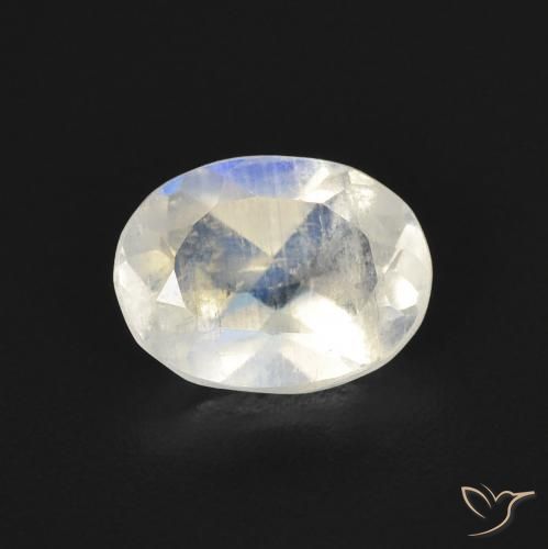 1.13ct Natürlicher Bläulich-weiß Regenbogenmondstein, Oval, Transparent