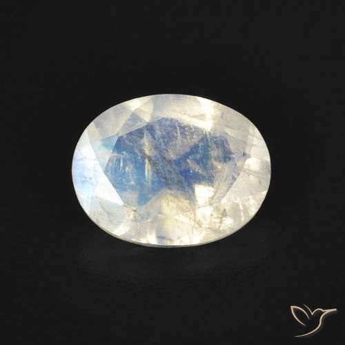 1.45ct Natürlicher Bläulich-weiß Regenbogenmondstein, Oval, Transparent