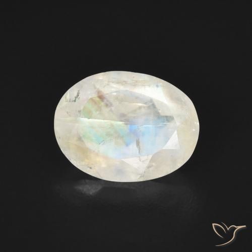 1.39ct Natürlicher Bläulich-weiß Regenbogenmondstein, Oval, Transparent