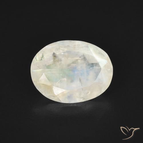 9,17 ctw natürlicher Bläulich-weiß Regenbogenmondstein, Oval, Transparent