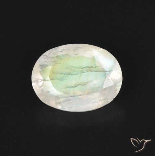 1.07ct Natürlicher Bläulich-weiß Regenbogenmondstein, Oval, Transparent