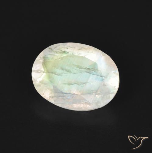 9,17 ctw natürlicher Bläulich-weiß Regenbogenmondstein, Oval, Transparent