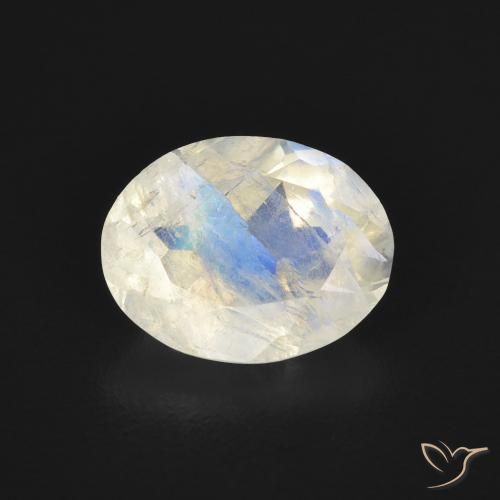 1.68ct Natürlicher Bläulich-weiß Regenbogenmondstein, Oval, Transparent
