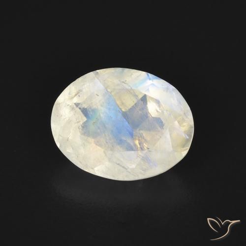 9,17 ctw natürlicher Bläulich-weiß Regenbogenmondstein, Oval, Transparent