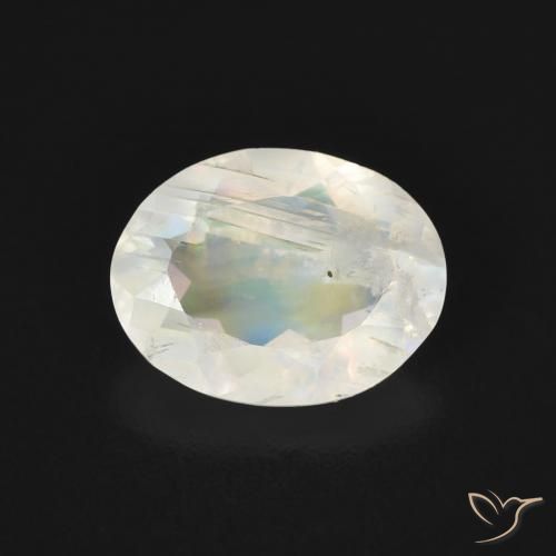 1.49ct Natürlicher Bläulich-weiß Regenbogenmondstein, Oval, Transparent