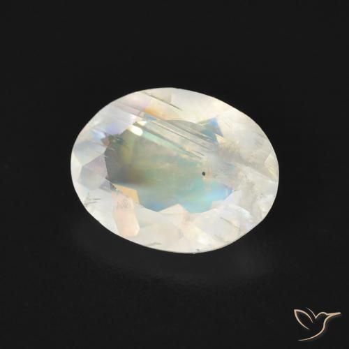 9,17 ctw natürlicher Bläulich-weiß Regenbogenmondstein, Oval, Transparent
