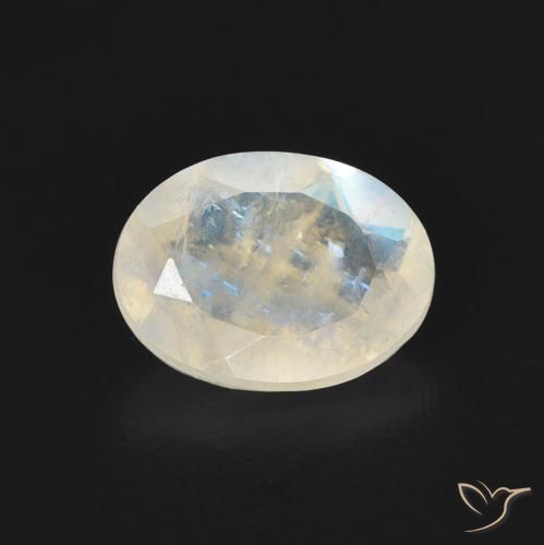 1.16ct Natürlicher Bläulich-weiß Regenbogenmondstein, Oval, Transparent