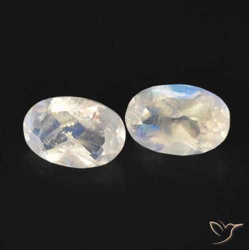 0.96 ct natürliche Bläulich-weiß Regenbogenmondstein-Edelsteine, Oval, Transparent