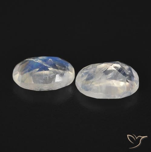 0.96 ct natürliche Bläulich-weiß Regenbogenmondstein-Edelsteine, Oval, Transparent