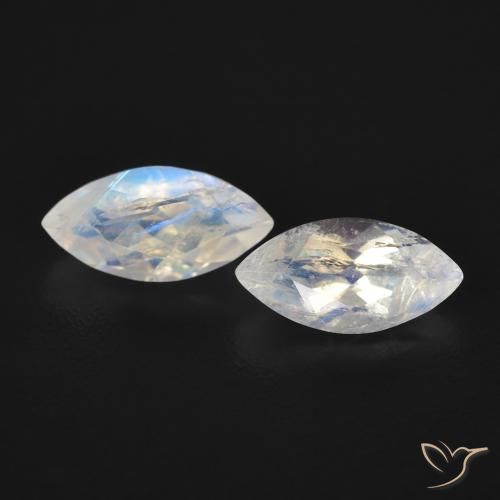 1.15ctw Natürlicher Bläulich-weiß Regenbogenmondstein, Marquise, Transparent