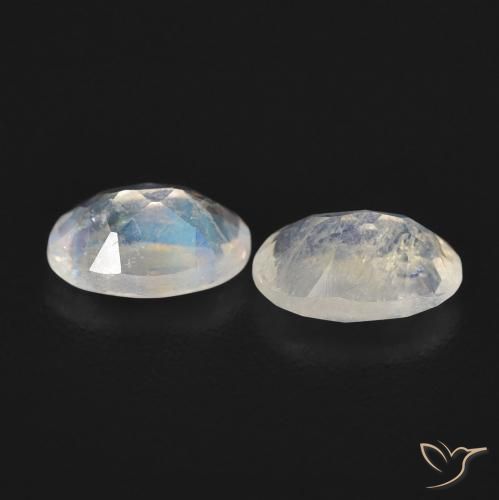 0.89 ct natürliche Bläulich-weiß Regenbogenmondstein-Edelsteine, Oval, Transparent