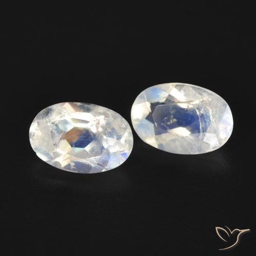 0.79 ct natürliche Bläulich-weiß Regenbogenmondstein-Edelsteine, Oval, Transparent