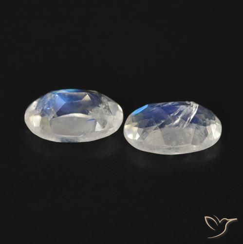 0.79 ct natürliche Bläulich-weiß Regenbogenmondstein-Edelsteine, Oval, Transparent