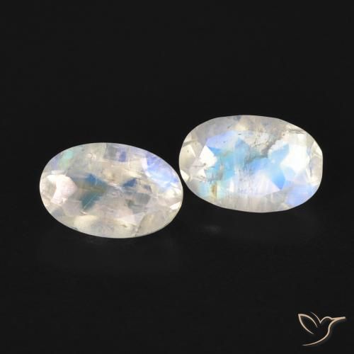1.07 ct natürliche Bläulich-weiß Regenbogenmondstein-Edelsteine, Oval, Transparent