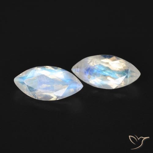 0.97ctw Natürlicher Bläulich-weiß Regenbogenmondstein, Marquise, Transparent