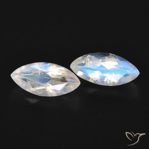 1.07 ct natürliche Bläulich-weiß Regenbogenmondstein-Edelsteine, Marquise, Transparent