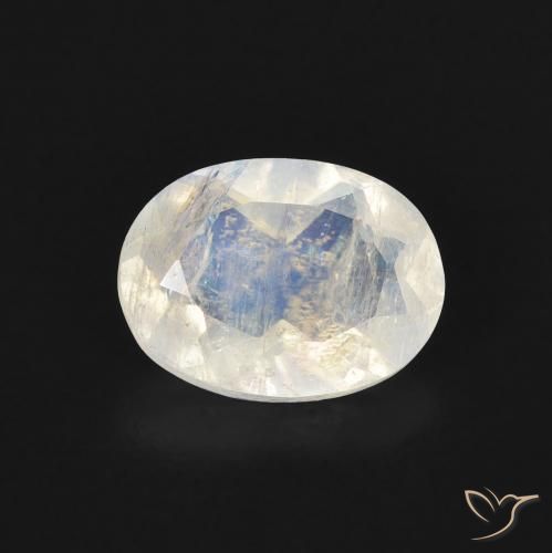 1.13ct Natürlicher Bläulich-weiß Regenbogenmondstein, Oval, Transparent