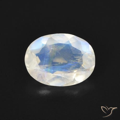 1.10ct Natürlicher Bläulich-weiß Regenbogenmondstein, Oval, Transparent