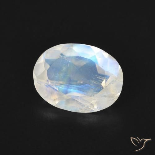 9,17 ctw natürlicher Bläulich-weiß Regenbogenmondstein, Oval, Transparent