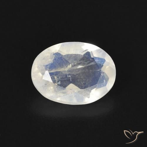 1.15ct Natürlicher Bläulich-weiß Regenbogenmondstein, Oval, Transparent