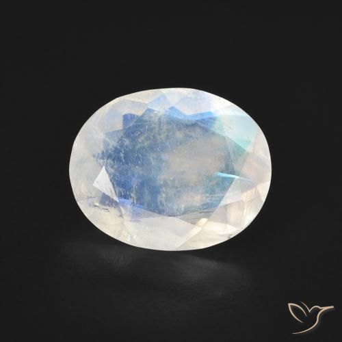2.57ct Natürlicher Bläulich-weiß Regenbogenmondstein, Oval, Transparent