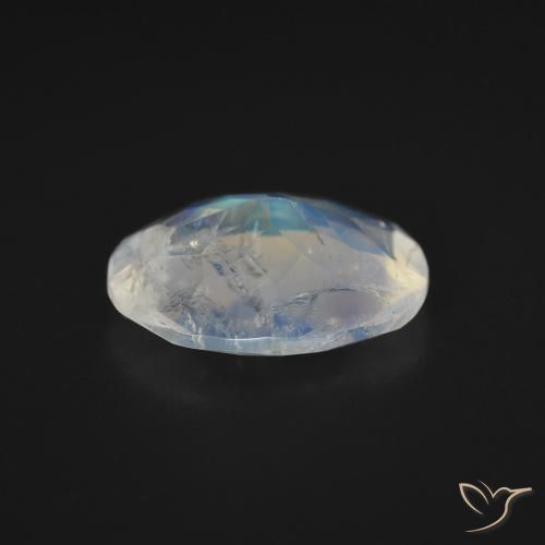 2,54 ctw natürlicher weißer Regenbogen-Mondstein, Oval Schliff, Transparent