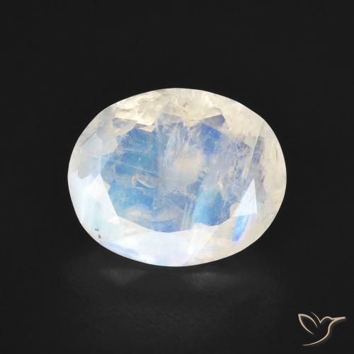 2.58ct Natürlicher Bläulich-weiß Regenbogenmondstein, Oval, Transparent